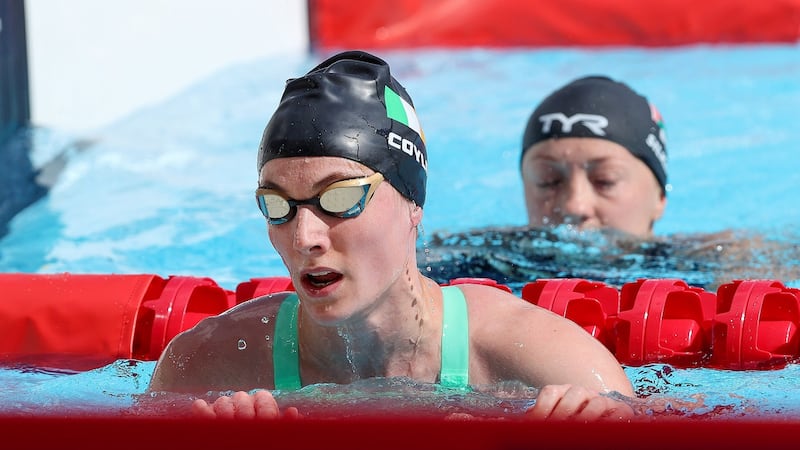 Ireland’s Natalya Coyle after the 200m freestyle swim in the modern pentathlon. Photograph: Bryan Keane/Inpho