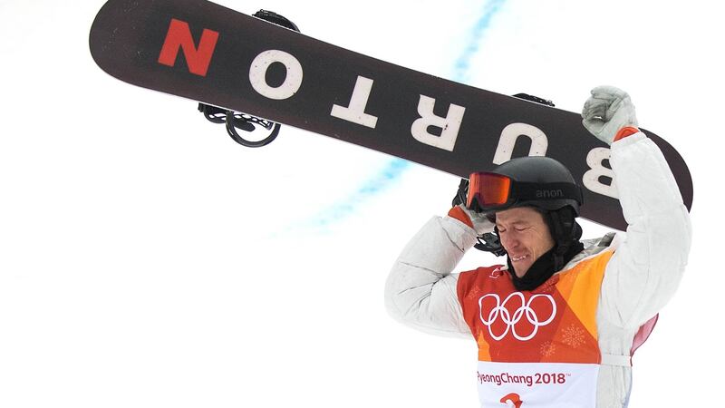 Shaun White celebrates winning the Men’s Halfpipe Final. Photograph: David Ramos/Getty Images