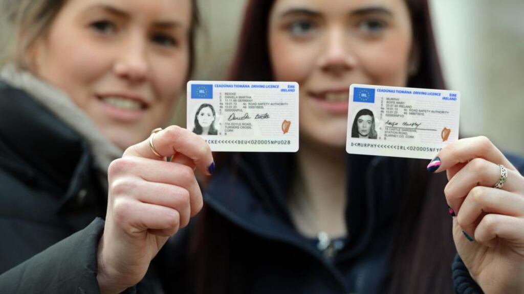 Daniela Reicke (left) Cork, and Aoife Murphy, Blarney, Co. Cork at the launch of the new credit-card sized driving licenses at Government Buildings. Photograph: Eric Luke/The Irish Times.