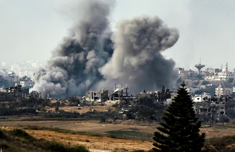 Some erupts during Israeli bombardment on Gaza amid ongoing battles. Photograph: Fadel Senns/AFP via Images