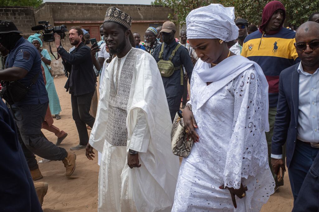 Bassirou Diomaye Faye leaves the polling station after casting his vote in Senegal's presidential election at the weekend. Photograph: Jerome Favre/EPA