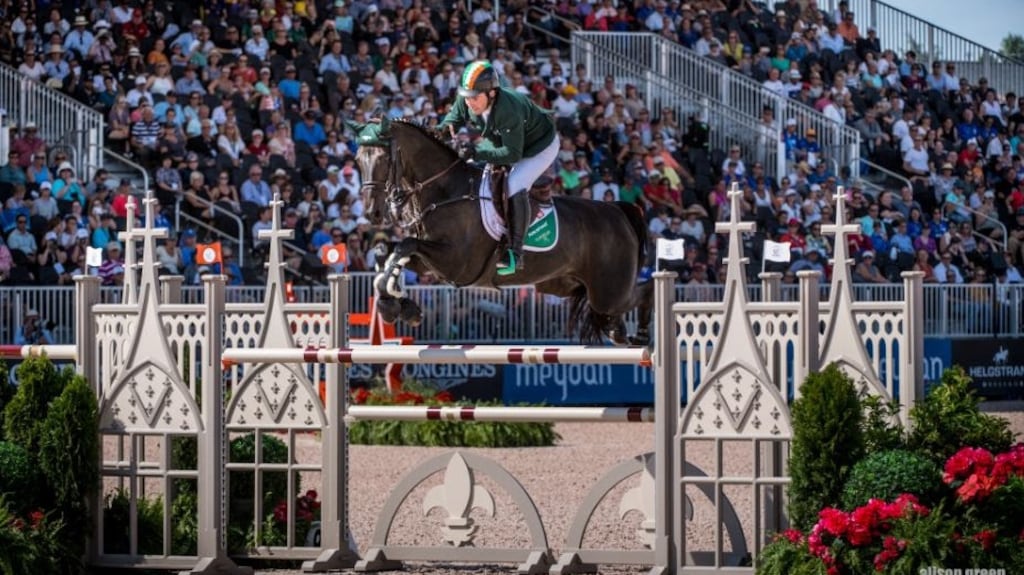 Cian O’Connor and Good Luck delivered a vital clear round to help Ireland make it into the World Equestrian Games team final. Photograph: Erin Gilmore)
