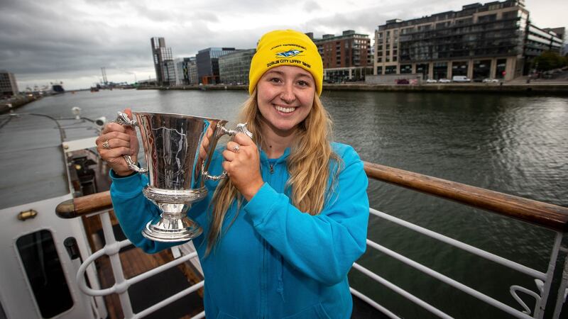 Women’s skins winner at the Liffey Swim Tara Slevin of Glenalbyn Masters. Photograph: Ryan Byrne/Inpho