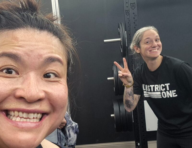 Hazel benching 40kg just before surgery at District One Gym