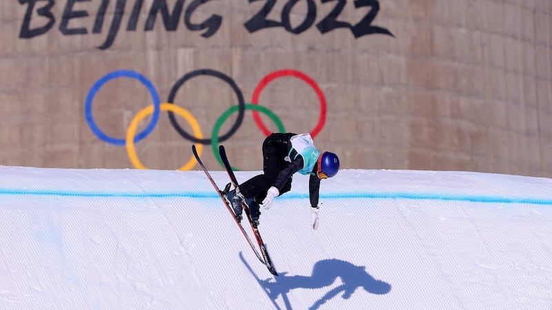 Eileen Gu in action during her gold medal winning big air showing. Photograph: Lintao Zhang/Getty