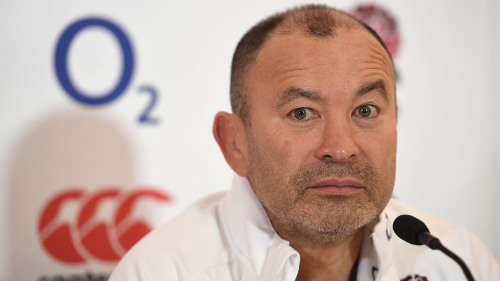 England head coach Eddie Jones during a press conference at Pennyhill Park, Bagshot. Photograph: Andrew Matthews/PA