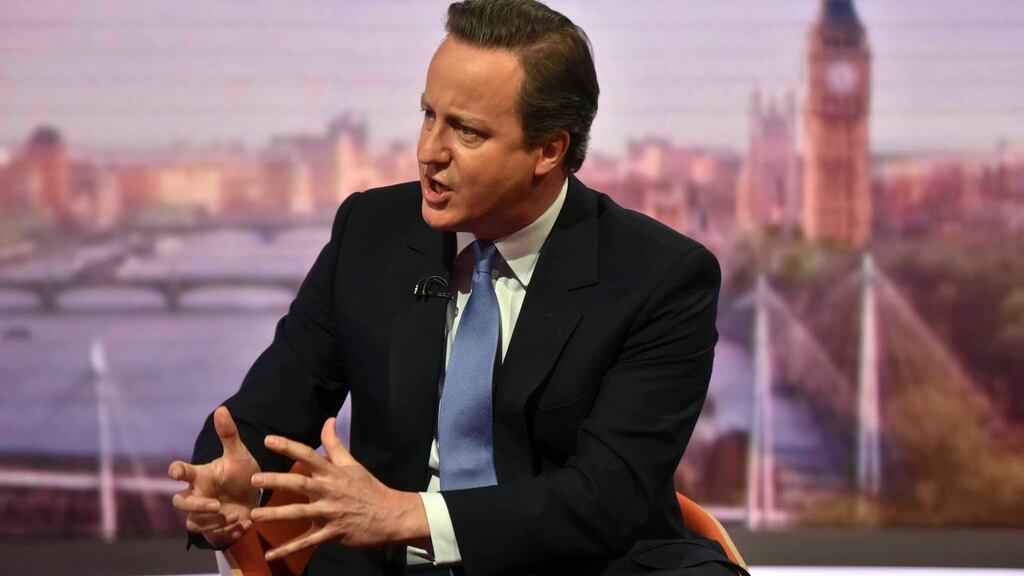 British Prime Minister David Cameron appears on the Marr Show on the BBC, in London. (Photograph: Reuters)