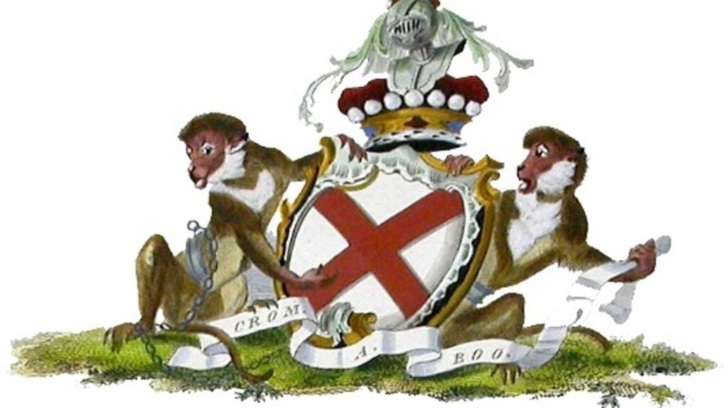Conor Mallon explained that the crest featured a monkey which according to legend saved one of the Fitzgeralds of Kildare after waking him up in a burning building