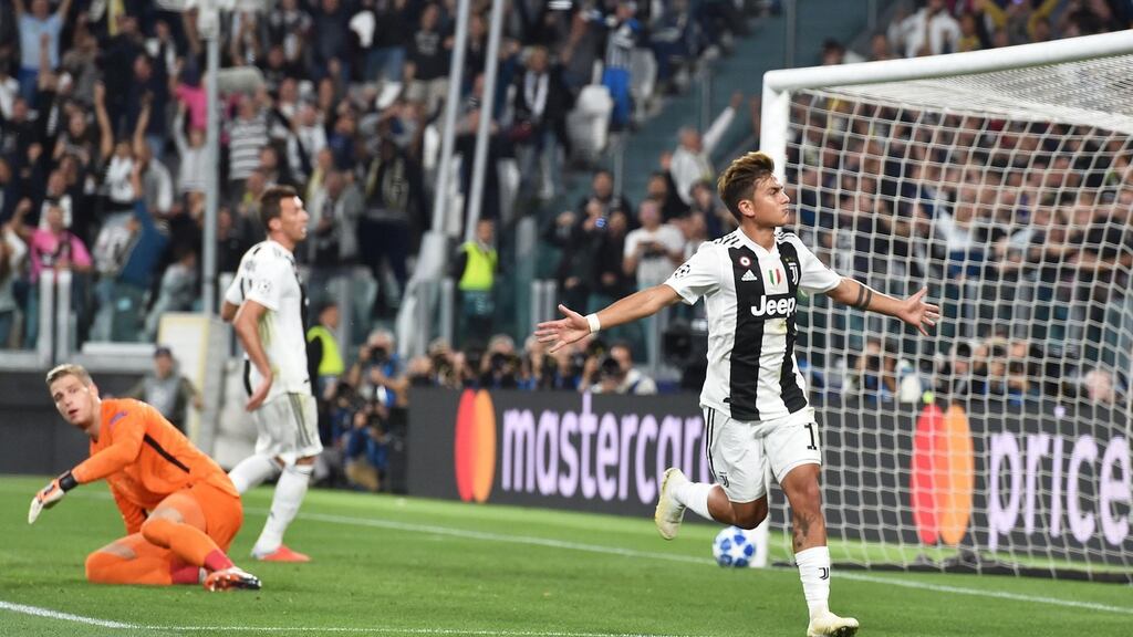 Paulo Dybala scored a hat-trick as Juventus beat Young Boys 3-0 in Turin. Photograph: Andrea Di Marco/EPA