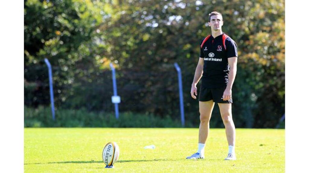 Ruan Pienaar practices his place kicking after Ulster training yesterday. The Springbok will start against Glasgow tomorrow night. Photograph: Darren Kidd/Inpho