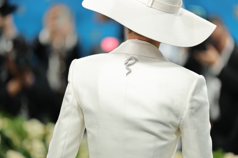 The back of Zendaya's sleekly tailored suit. Photograph: Dia Dipasupil/Getty