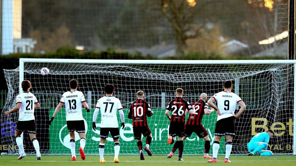 Bohs’ Georgie Kelly scores a penalty for the first goal of the game Mandatory Credit ©INPHO/Ryan Byrne