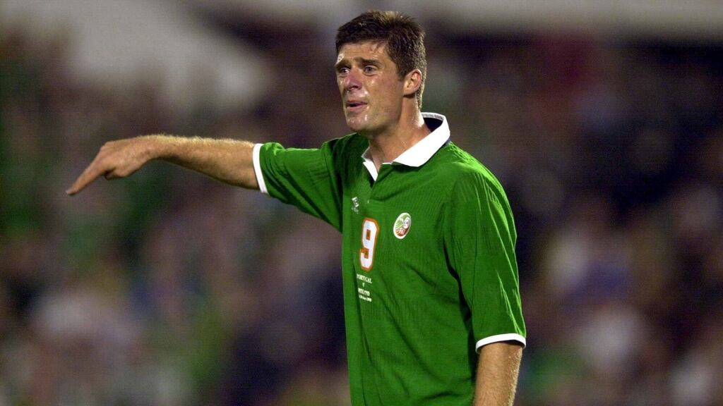 The wearing of the Greenby Niall Quinn, of the Republic of Ireland team, a badge of national identity. Photograph: Damien Eagers/SPORTSFILE*EDI*