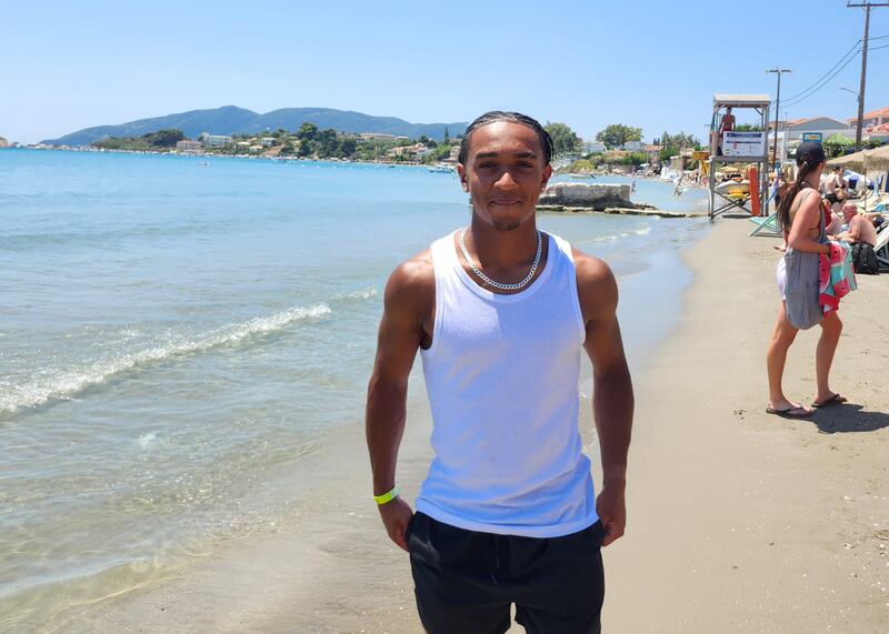 Victor Lace (18) pictured on the beach in Zante. Photograph: Niamh Browne