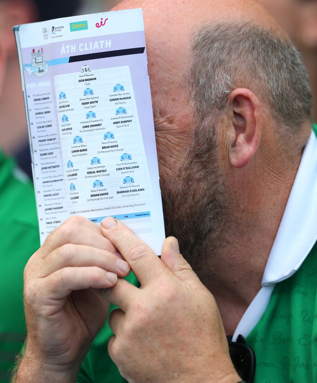 A Limerick fan in hiding during Saturday's quarter-final defeat against Dublin at Croke Park. Photograph: James Crombie/Inpho