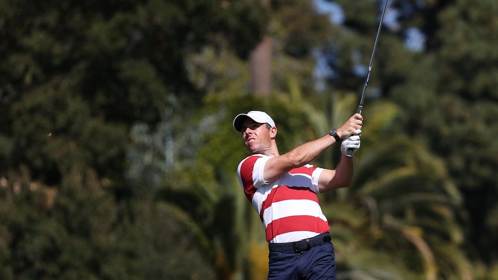 Rory McIlroy plays a shot on the fifth hole during the second round of the Genesis Invitational at Riviera Country Club in Pacific Palisades, California. Photograph: Chris Trotman/Getty Images