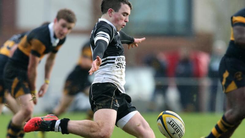 Mark Sutton of Newbridge College during the senior schools cup last year. Photograph: Lorraine O’Sullivan/INPHO