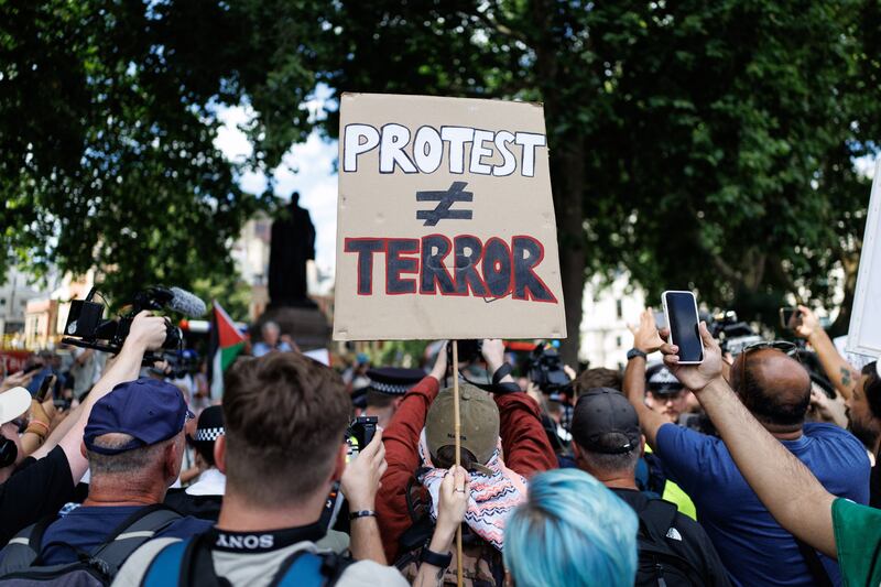 Protesters in London last weekend. Photograph: Tolga Akmen/EPA