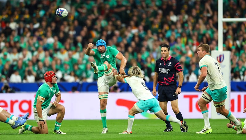 Tadhg Beirne in action against South Africa. 'They do look to bully you; they go after a lot of rucks whether it’s poaching or trying to bully those rucks to get the ball back or even just make it scrappy.' Photograph: James Crombie/Inpho