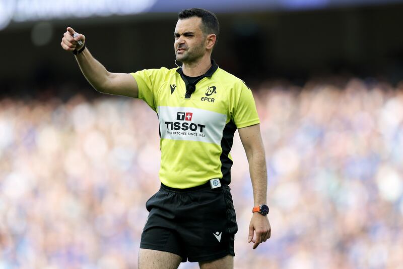 Referee Pierre Brousset: it wasn't his officiating that caused Leinster's defeat. Photograph: Laszlo Geczo/Inpho