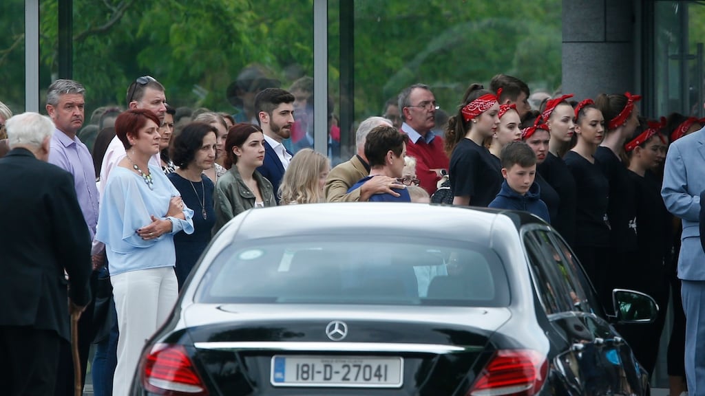 The funeral of Ana Kriegel takes place at Newlands Cross Crematorium. Photograph: Stephen Collins/Collins Photos