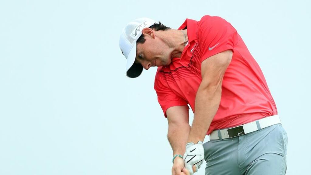 Rory McIlroy hits a tee shot during a practice round prior to the PGA Championship at Whistling Straits in Sheboygan, Wisconsin. Photo: Andrew Redington/Getty Images