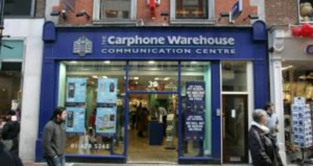 Carphone Warehouse, Grafton Street, Dubin. The retailer has confirmed it is in talks with Dixons over a possible merger. Photograph: Dara Mac Dónaill