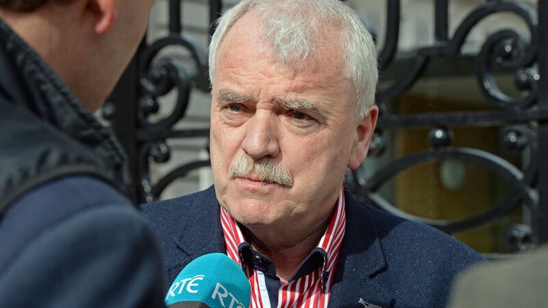 Independent Alliance member Finian McGrath speaks to reporters before   talks with the Fine Gael negotiating team at Government Buildings on Monday. Photograph: Eric Luke/The Irish Times