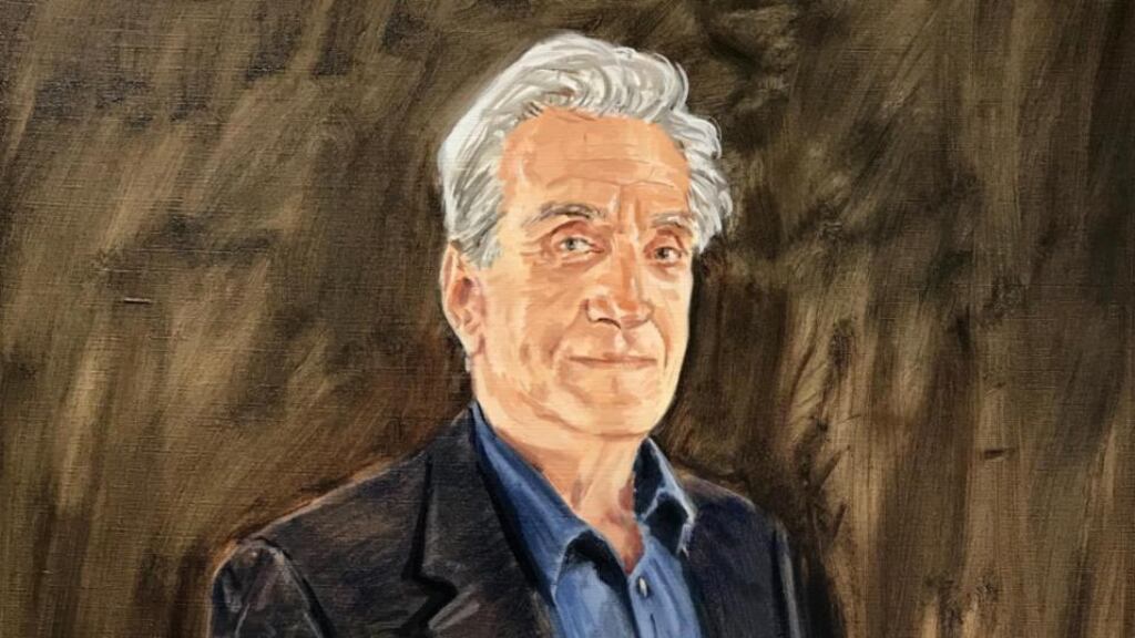 Robert Pinsky, painted by Mick O’Dea in 2015: the artist is known for the conversational informality of his approach