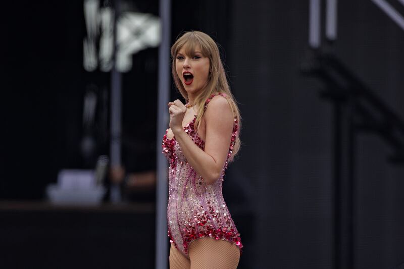 Taylor Swift on stage at the Aviva Stadium in Dublin during the Eras Tour. Photograph: Liam McBurney/PA Wire