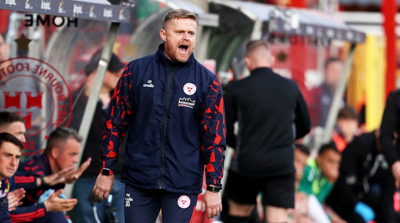 Shelbourne manager Damien Duff during the game at Tolka Park. Photograph: Dan Clohessy/INpho