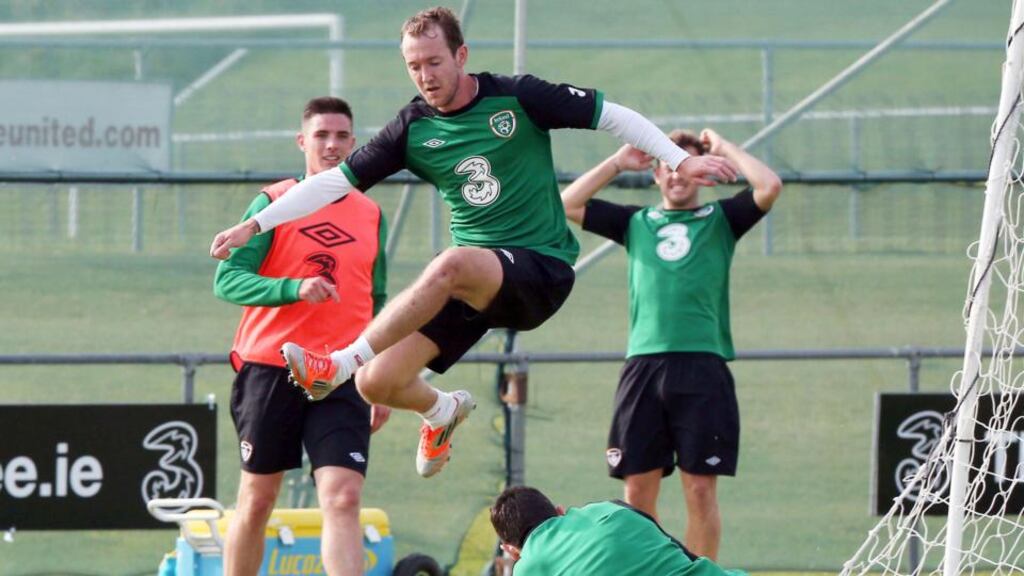 Republic of Ireland winger Aiden McGeady has been ruled out of the games against Sweden and Austria with a knee injury. Photograph: Donall Farmer/Inpho