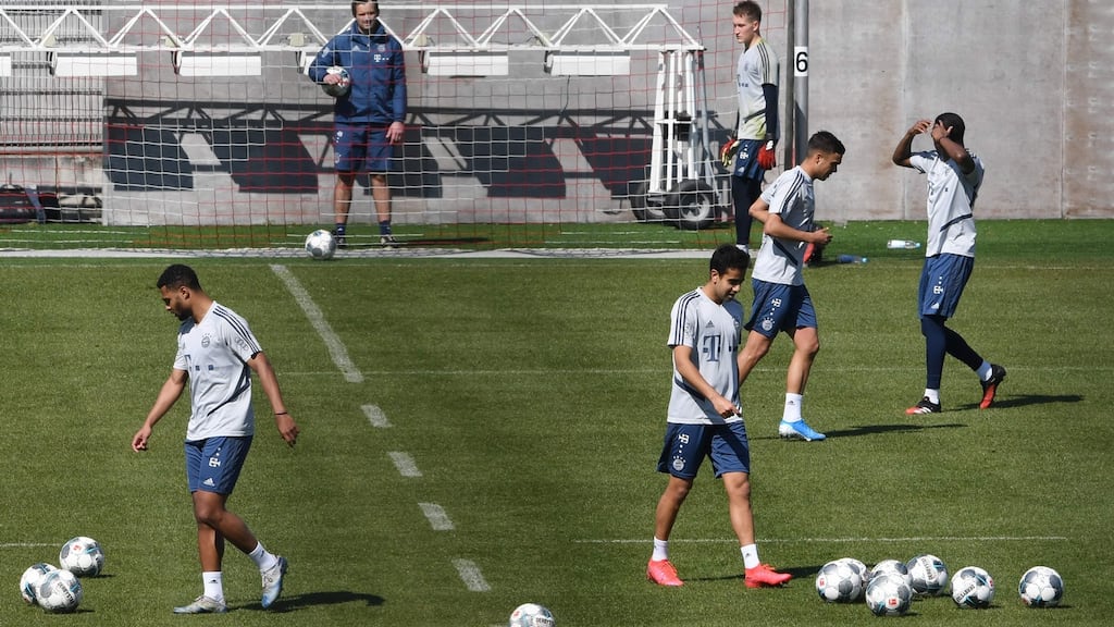 Bayern Munich’s players traing last Monday. Photograph: Christof Stache/AFP via Getty Images