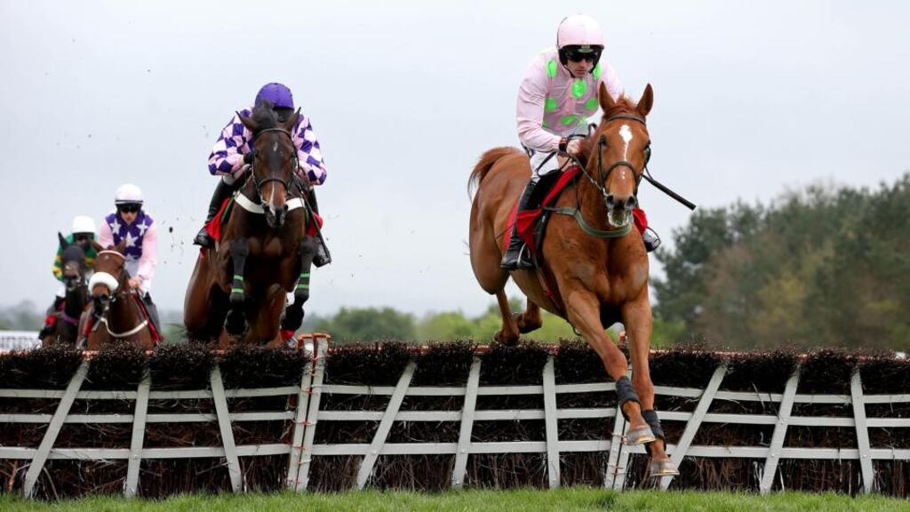 Annie Power, ridden by Ruby Walsh, on the way to winning the Mares Champion Hurdle at Punchestown last May. Photo: Ryan Byrne/Inpho