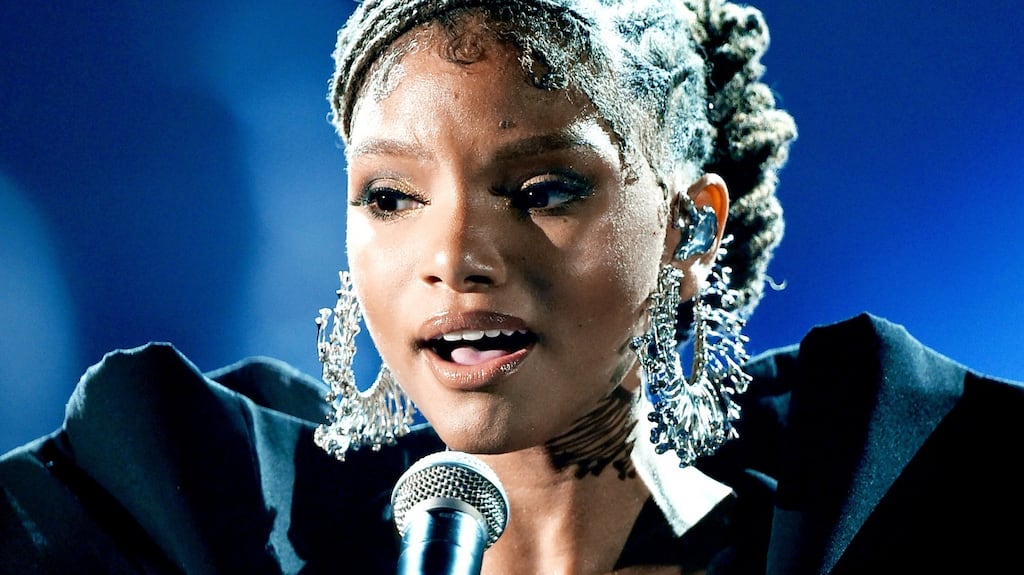 Halle Bailey of Chloe x Halle – recently cast by Disney as Ariel, the Little Mermaid. Photograph: Kevin Winter/Getty Images for The Recording Academy