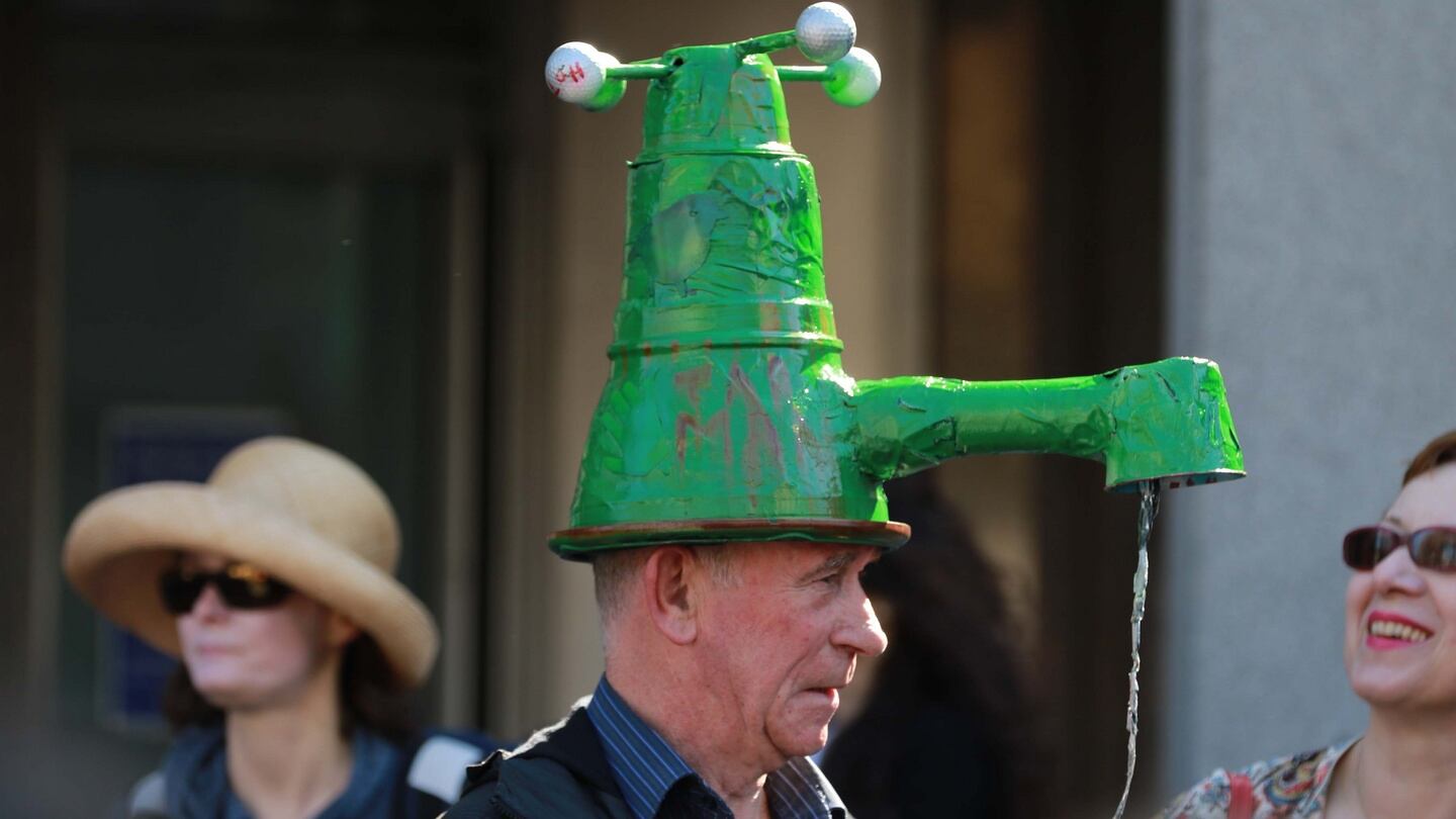 An anti-water charges protester in Dublin. Photograph Nick Bradshaw