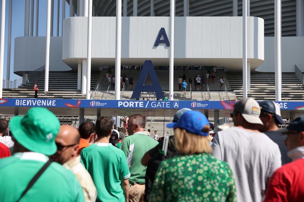 Ireland's supporters queue to enter the stadium ahead of the game against Romania in Bordeaux. Photograph: Romain Perrocheau/AFP/Getty