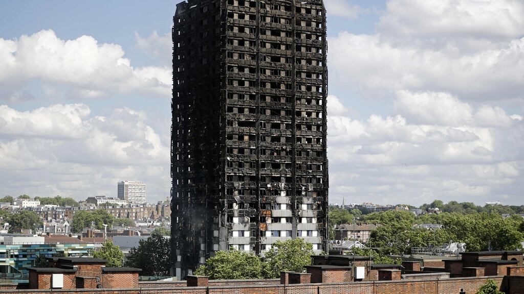 Grenfell tower in west London on June 15th,  a day after it was gutted by fire. Photograph: AFP Photo