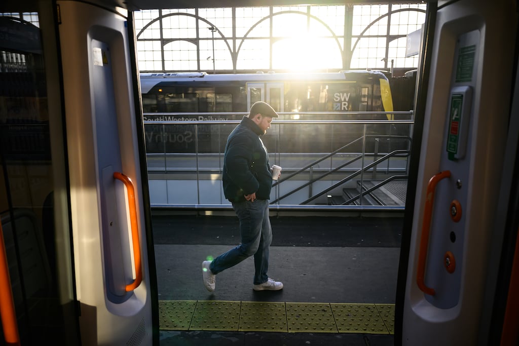 Waterloo station in London during disruption to rush-hour morning services on Friday. Photograph: Leon Neal/Getty Images