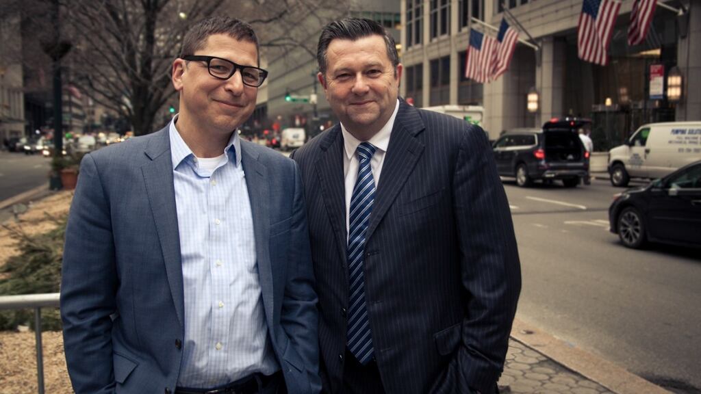 Hedgehog’s Lee Medoff (l) with Glantus CEO Maurice Healy.