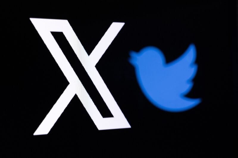 The new and old logos now that Twitter has been rebranded as X. Photograph: Joel Saget/AFP via Getty Images