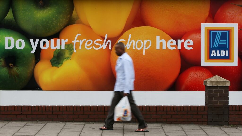 UK supermarket stocks slumped after the British arm of Aldi said it will invest £300 million in store revamps following another year of record sales. Photograph: Daniel Leal-Olivas/AFP/Getty Images