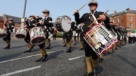 Marchers sweat in the sweltering Belfast heat