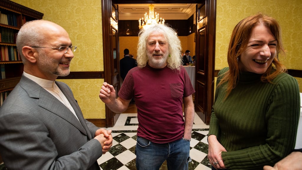 Dr Masoud Eslami, ambassador of the Islamic Republic of Iran, with Mick Wallace and Clare Daly in Dublin. Photograph: Tom Honan