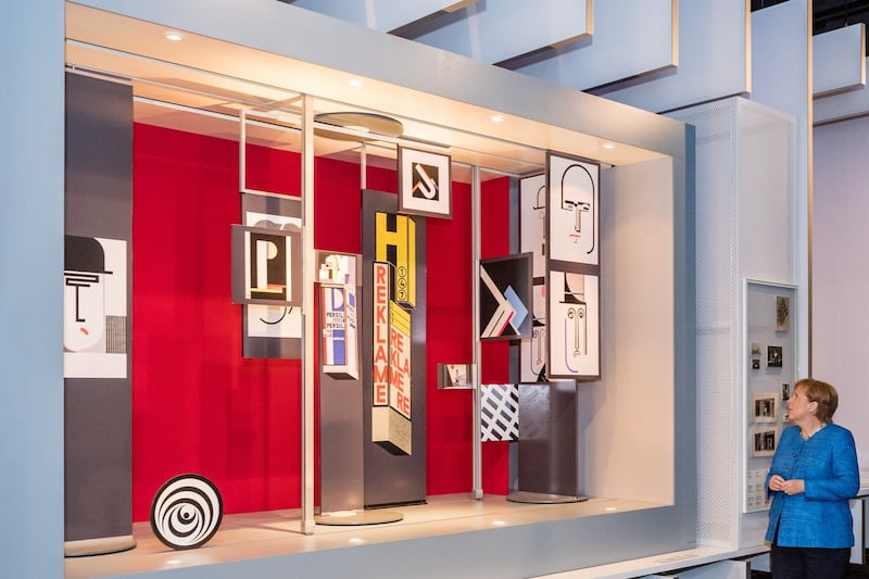 Official opening: Angela Merkel attended the opening of the new Bauhaus Museum in Dessau. Photograph: Jen Schleuter/EPA