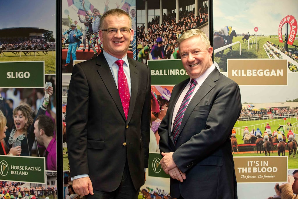 Kilbeggan racecourse manager Paddy Dunican (left) died suddenly on Saturday morning, aged 61. Photograph: Morgan Treacy/Inpho
