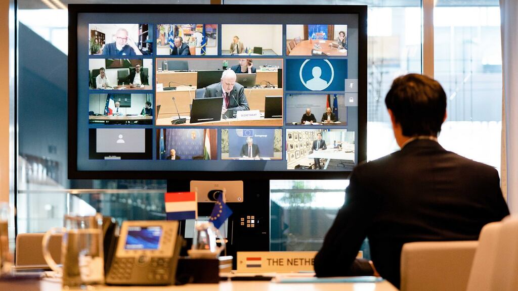 The 19 euro zone finance ministers were due to convene over a video conference to try to find a compromise on a rescue package for states struggling to manage the economic impact of the pandemic