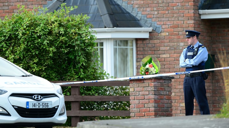 Garda at the scene of a suspected murder-suicide at Barconey Heights, Ballyjamesduff, Co Cavan. Photograph: Dara Mac Dónaill/The Irish Times