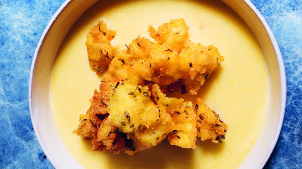 Nigel Slater’s polenta, thyme, taleggio. Photograph: Jonathan Lovekin
