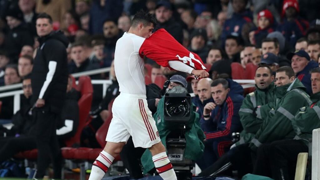 Arsenal are giving Granit Xhaka time to recover his frame of mind. Photograph: Alex Morton/Getty Images